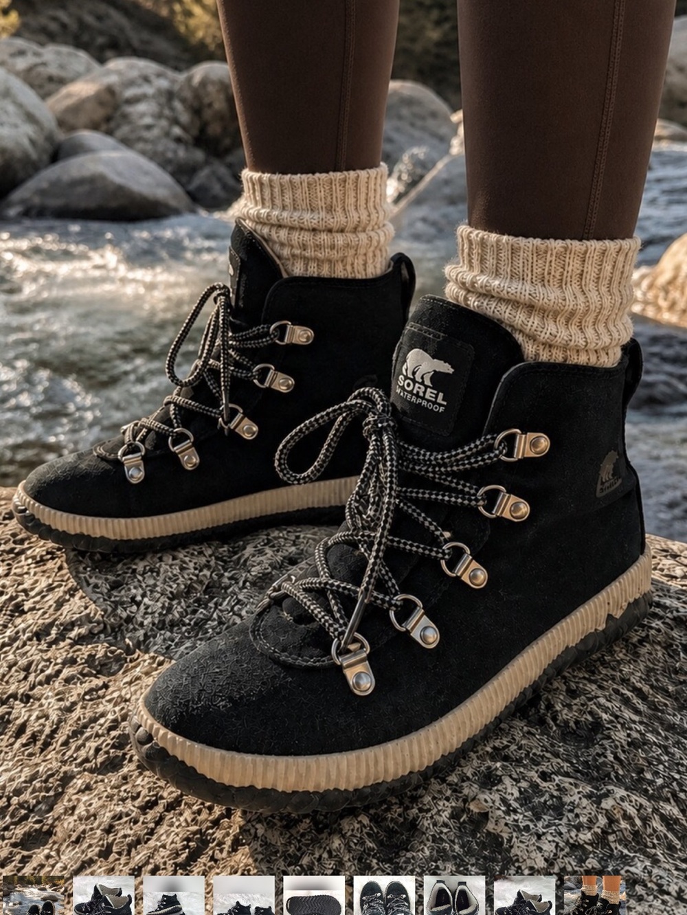 Sorel Waterproof Lace-Up Boots w toggle | Size 5 | Black Suede Hiker Style